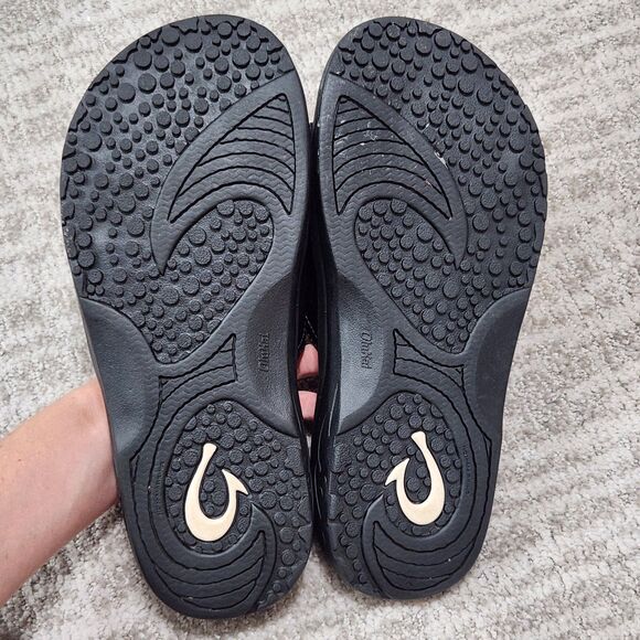 OluKai men's Nalu slides black leather size 10 - Picture 10 of 10